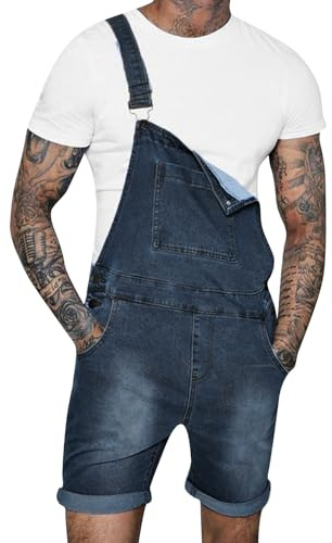 Mens Shorts, Dungarees Denim, Bib Pants, Baggy High Waist, Jeans Overalls, Mid Straight Pants Mens Denim Blue Dungarees Work Fashion Dungaree Casual Overalls Jeans