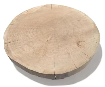 Massive Eichenscheiben, Geschliffen, natürliche Scheiben aus einem Eichenstamm geschnitten, runde Eichenarbeitsplatten, DIY Dekorationsprodukt, Eichenarbeitsplatte (Durchmesser 40cm, Dicke 6cm)