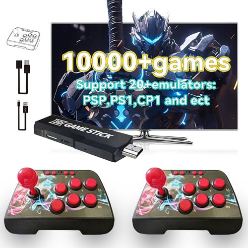 X2 Ultar Retro Game Stick Gaming Console with 2 Wireless Controllers, 4K Video Game Console 64G Built-in 10000+ 3D Games, HDMI Output for TV, 20+ Emulators Arcade for Kids, Adults, Boys and Girls