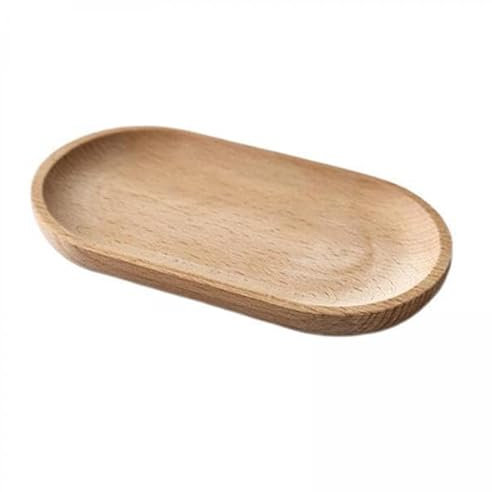 perfk 3x Ovale in Legno in Legno Massello Pan Piatto Piatti Piattino Vassoio Del Tè Da Dessert Piatto Da