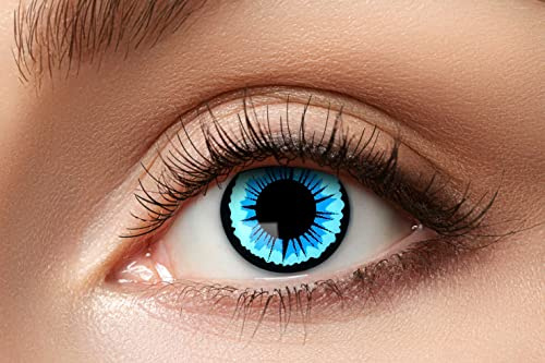 Zoelibat Eyecatcher – Engel – Farbige Jahres-Kontaktlinsen mit faszinierendem Blau-Schwarz-Design – Kontaktlinsen ohne Stärke – mit Aufbewahrungsbehälter