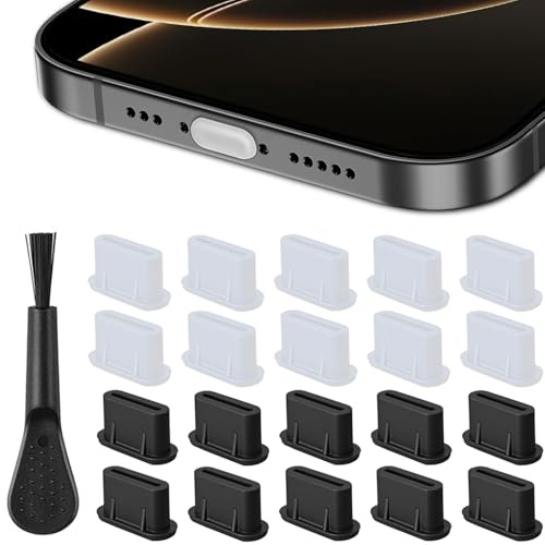 USB C Dust Plug, 20 Pack USB C Port Plug Cover Silicone USB C Cover Type-C Charging Port Protector Cover for iPhone 15,16 Series, Samsung Galaxy S25-S20,Note,A Series, All USB C Devices