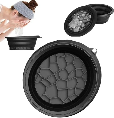 STFYUG Face Ice Bath Bowl, Gesichtsschale für Eis, Silikon Faltbare Eingebaute Eiswürfelschale Waschbecken, Foldable Ice Bath Artifact, Portable Washing Basin, Reduce Puffiness, Pore Shrinking