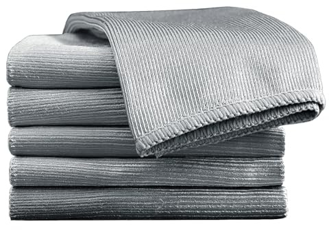 Fensterputztuch Mikrofasertücher 6er Set 40x40 cm fusselfrei (Grau) | Fusselfreie Mikrofasertücher, saugstark und streifenfrei, ideal für Fenster, Küche und Auto, waschbar und wiederverwendbar