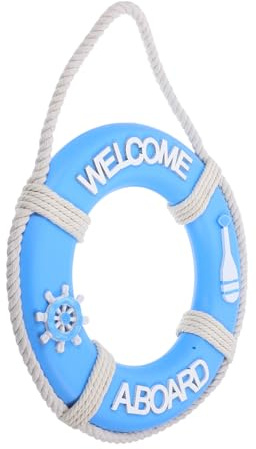 Sosoport Nautical Life Ring Wall Art Mediterranean Hanging Decoration for Home Bar Nursery Unique Lifebuoy Design Easy Installation Seaside Elegance