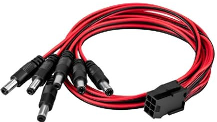MHADBKH Cable adaptador de 1 a 6 pines hembra a 6 piezas CC de 5,5 x 2,5 mm para tarjetas gráficas, asegurando una conexión estable para tarjetas gráficas