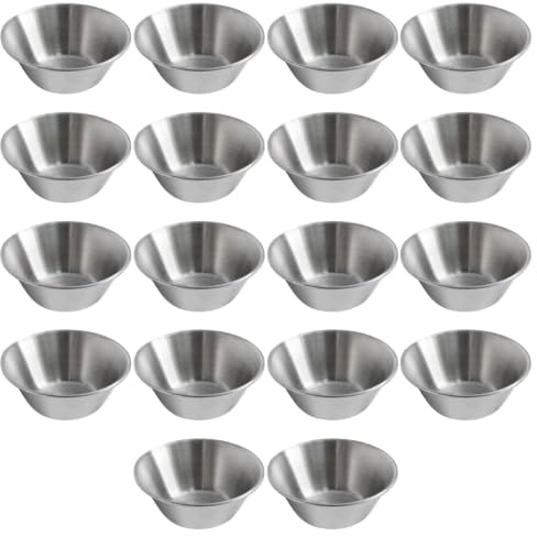 Hoypeyfiy 18Pcs Stainless Steel Sauce Cups,1.5oz (45ml) Mini Sauce Dishes,for Dipping Sauces,Portion Cups