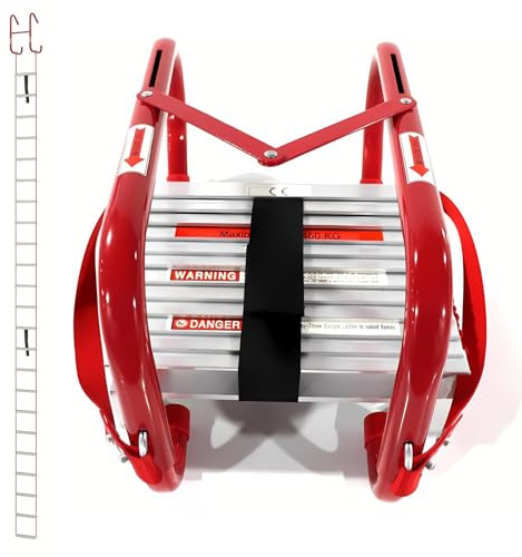 Lissontine Multi-Story Emergency Escape Ladder, Aluminum Alloy Rope Ladder, Foldable & Portable, 2-6 Story, Non-Slip Steps, Indoor/Outdoor Fire Safety Equipment 7.5M/25Ft