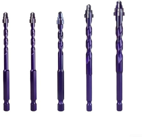 Set di 5 punte per trapano per piastrelle di vetro, 6-12 mm, punte in carburo eccentrico, per porcellana, ceramica, marmo, granito e pareti in cemento duro