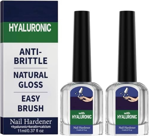 Nail Hardener Extra Strong and Growth, 2X11ML Nail Strengthener for Weak Nails, Natural Nails Care Treatments Polish with Hyaluronic Acid, Deeply Nourishing Nail Repair Polish for Damaged Nails