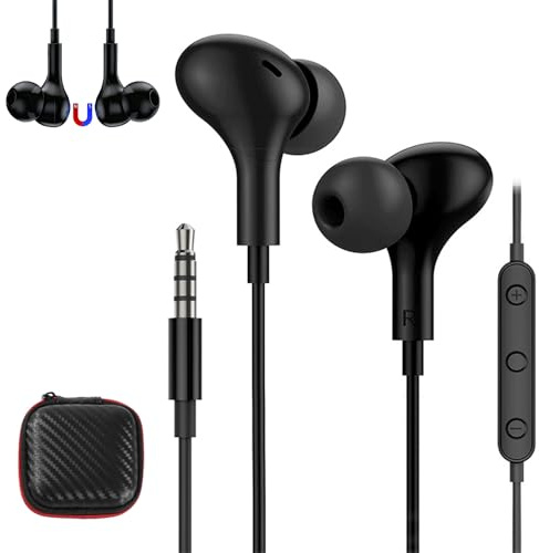 3,5mm Auriculares In Ear con Cable Magnético Micrófono Control de Volumen
