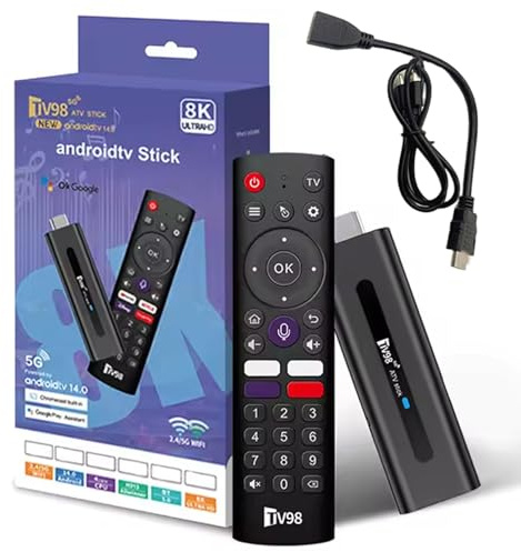 TV Stick 4K 2GB + 16GB Voice Control 4 Apps Click BT5.0 H313 WiFi5 Dual 2.4G/5G Quad-Core 64bit HDR10+ Ultra USB HD Smart TV..