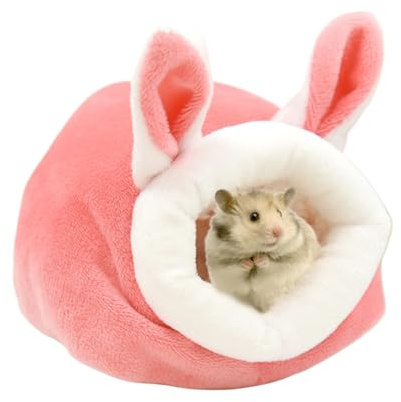 Casa Per Criceto Per Animale Domestico - Nascondiglio Di Peluche Con Orecchie Di Coniglio, In Cotone Rimovibile, Grotta Calda E Confortevole | Furetto Coniglio Cincillà Comodità In
