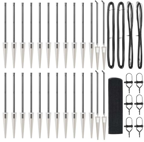 Yisssmeng Kit de clôture de jardin grise de 50 x 0,8 m, avec 13 points, acier et PVC, mailles de 19 mm, design moderne, robuste et durable, pour jardin, terrasse, clôture pour chien et brise-vue