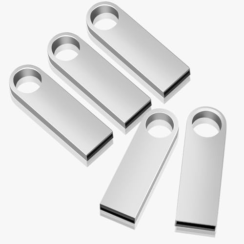 jjiqichimao 5 Pack 16GB Silver Metal USB Flash Drive, Portable usb stick | Waterproof metal shell for office, school and car audio use; usb key, memory stick, usb stick, usb thumb drive for storage.