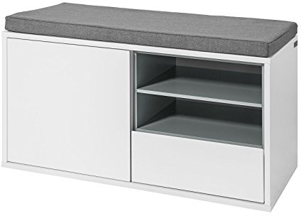 SoBuy® Scarpiera da ingresso, panchina con cuscino e cassetto,L80cm, FSR37-W,IT