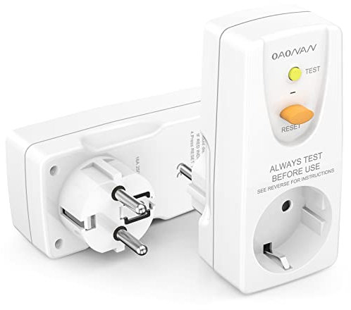 OAONAN FI Schutzschalter Steckdose, Fehlerstrom Schutzschalter Stecker, Personenschutz-Adapter, Personenschutzstecker, Schutzkontaktstecker für Haushalt Geräte, Werkzeuge, außen