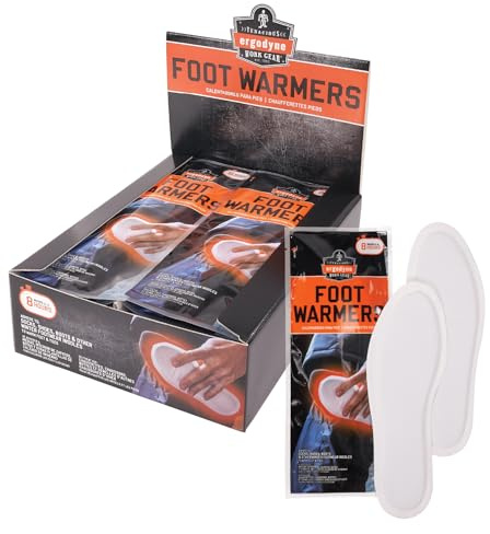 Ergodyne Unisex Adult Insole Foot Warmer Packs - 20-Pack, White, Case US