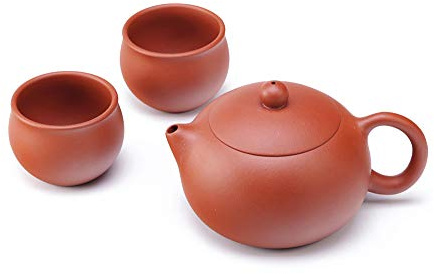 ufengke Handgemachte Yixing Zisha Tee Set, Große Kapazität Keramik Xishi Teekanne mit 2 Teetassen, 10oz/300ml