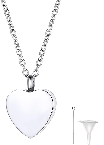 Richsteel Memorial Urnen Anhänger Feuerbestattung Herzkette für Asche Edelstahl mit 50+5cm Kette personalierte
