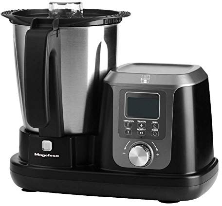 Magefesa Magchef - Robot de Cocina Multifunción Negro, 3.3L, 23 Funciones, Incluye Recetario, Espátula, Batidor, Protector de Cuchillas, Vaso Medidor