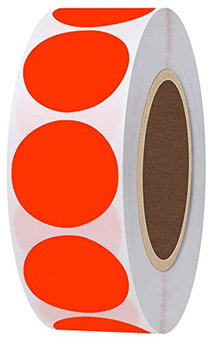 Hylabelest 25mm Runde leere fluoreszierendes Rot Paster Aufkleber Insgesamt 1000 Punkte Target Selbstklebend pro Rolle