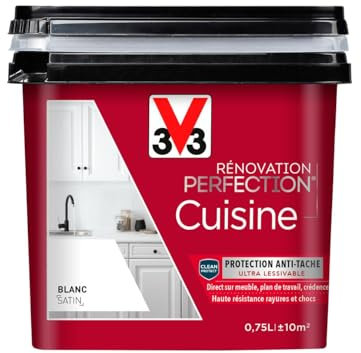 V33 Peinture de rénovation cuisine, Rénovation perfection Blanc satin 750ml