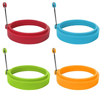 Food Grade Silicone Egg Rings, Multicolor, Egg Ring Molds for Cooking, Fried Egg Rings(4 Pack, 4 Inches)