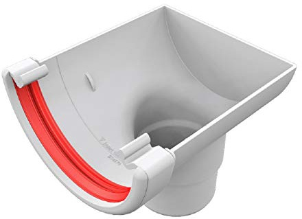 White Round Gutter Stop End Outlet, Freeflow 112mm Rain Water Systems