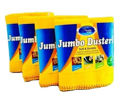 Hieftan Yellow Dusters Pack of (12–48) Jumbo Duster Cloth Thick & Soft Washable Reusable Cotton Cleaning Ideal for Window Kitchen Dusting Polishing Glass Office & home (Pack 48)
