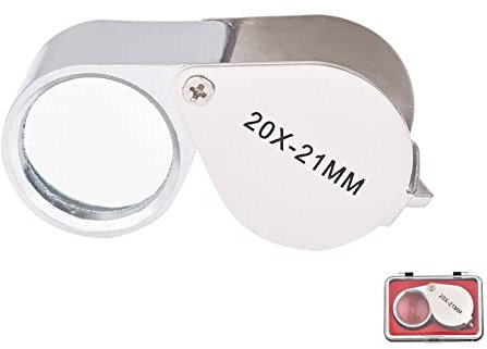CUNTAUK Juwelierlupe, 20-fache Handlupe, Juwelierlupe, Lupe mit Etui, für Wissenschaft, Lesen, Bücher, Zeitungen, Insekten, Hobby-Beobachtung (20-fach)