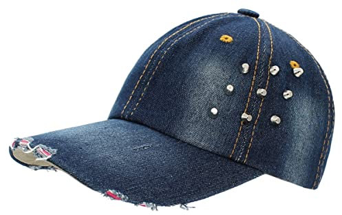 dy_mode Damen Basecap Kappe Baseball Cap Mütze mit Glitzer -K002-011 (K220-Dunkelblau)