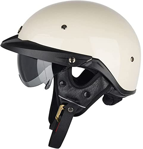 Caschi Cromwell Casco Scodella Casco Scodella Omologato Casco Approvato DOT/ECE Moto Mezza Casco Moto Cruiser Chopper Casco Motociclista Adulto Casco Moto Scooter per Uomini E Donne A,L