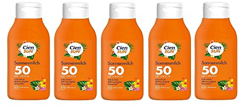 5 x 250 ml Cien Sun Sonnenmilch I Lsf 50 Hoch I Sofortschutz I Wasserfest I 24 h Feuchtigkeit | Wasserfest, 24 h Feuchtigkeit