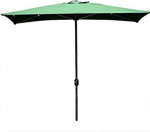 ATAAY Rechteckiger Sonnenschirm, Halber Sonnenschirm für die Außenterrasse, 250 x 130 cm, 200 g/㎡Wasserdichtes Polyester, 5 Rippen (Creme) (Grün)