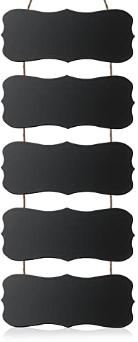 Gerrii 1 Set Double Sided Hanging Chalkboard Signs Rectangle Wooden Erasable Message Board Rustic Chalkboard Hanging Signs Menu Memo Display with Rope for Wedding Bar Kitchen Wall Decor