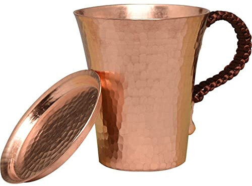 Wudaizhi Kupferbecher Von Moskauer Maultier, Handgefertigte, Reine Kupferbecher Mit Deckel, Ergonomisch Lackiertem Finish