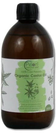 Cold Pressed Organic Pure Castor Oil 500 ml, Glass Bottle, Vegan, BP Grade, Hexane Free, Non-GMO
