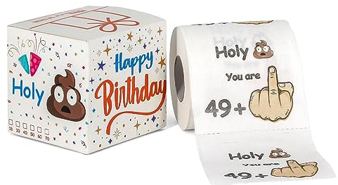 Originale divertente carta igienica per il 50° compleanno - 49 + 1 - compleanno per donne e uomini - decorazione 50° compleanno con confezione - articolo scherzo - 1 rotolo da 200 fogli morbidi a 3
