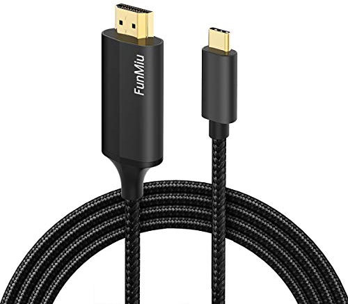 Cable USB C a HDMI de 1,8 m, adaptador tipo C a HDMI 4K Thunderbolt 3 a cable HDMI compatible con MacBook Pro, MacBook Air, iPad Pro, Samsung S20/Note10/S10, HuaWei Mate 30/20/P30/20 (negro)