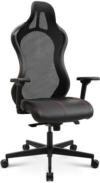 TOPSTAR Bürostuhl Gamingstuhl Sitness RS Sport Plus Continental Kunstleder inkl. Armlehnen schwarz mit Lordosenkissen | Made in Germany | Ergonomisch | höhenverstellbar | Geprüfte Sicherheit nach GS-Intertek