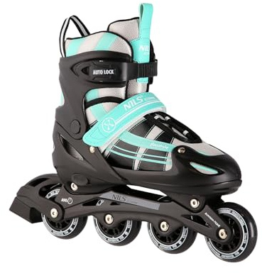 Nils Extreme 2-In-1 Inliner Eishockey Chaska, Farbe:Blau-Grün, Größe:L(39-42)