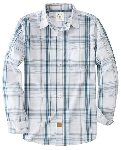 Dubinik® Camisas Hombre Manga Larga Camisa Cuadros Hombre Elegantes Bolsillos Casual Retro Camisa Hombre Manga Larga Gris Azul Blanco 052 2XL