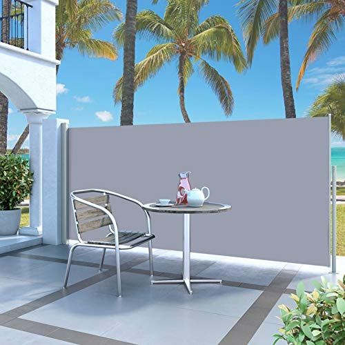 Camerina Ausziehbare Seitenmarkise 140x300 cm Creme Terrassen-Sichtschutz Balkon Windschutz Ohne Bohren