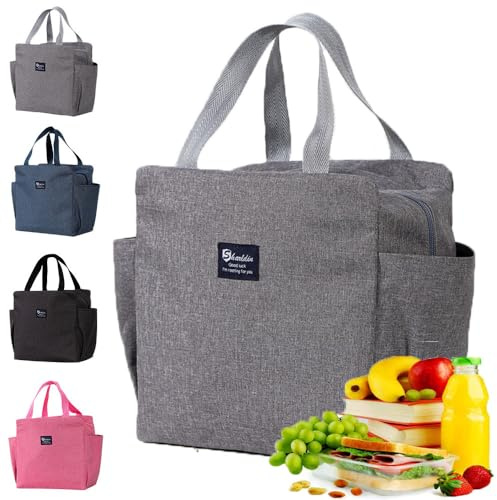 ZELAITE Lunch Bag, Klein Lunchtasche, Kühltasche Lunchtasche Isolierte Lunchtasche mit Seitentaschen für Schule Picknick Outdoor oder Arbeit Lunchboxen (B)