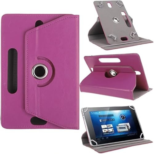 (TC) Universal 7 inch 360 Rotating Case Fits All 7 and 7.1 inches Android Tablets, Smooth Interior, PU Leather Exterior Supports Multiple Viewing Angles, Lightweight Folio Wallet Case Cover (Purple)
