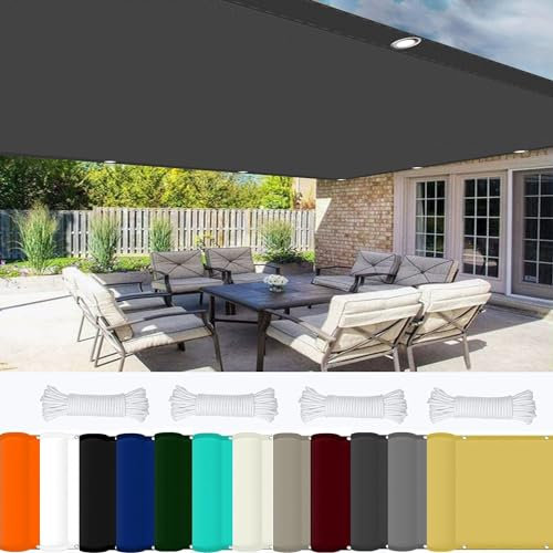 Sonnensegel mit Öse 2.2 x 2.4 m 98% UV Schutz Sonnensegel Strand mit Ösen Und Kordel Reißfest für Garten Balkon Terrasse Camping, Dunkelgrau