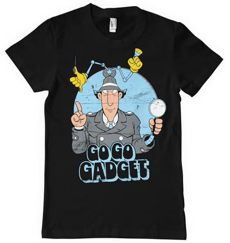 Inspector Gadget Licenciado Oficialmente Go Go Gadget Camiseta para Hombre (Negro), XX-Large
