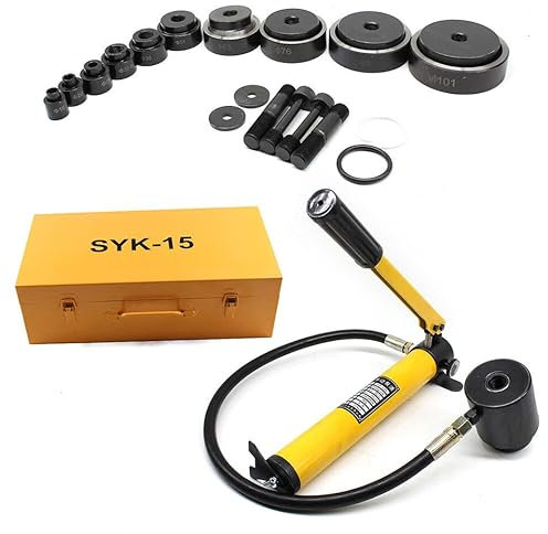 15T Hydraulischer Blechlocher, 16-101mm Lochstanze Zylinder Hydraulikpumpe Set im Koffer, Locheisen Hydraulik Werkzeuge mit Verschiedenen Stanzformen Geliefert