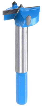 sourcing map Forstner Drill Bits 26mm (1 1/32) Hex Shank 3/8 inch, Carbide Forstner Bit Woodworking Hole Opener Cutter Tool for Wood Drilling/Cabinet Hinges, Blue